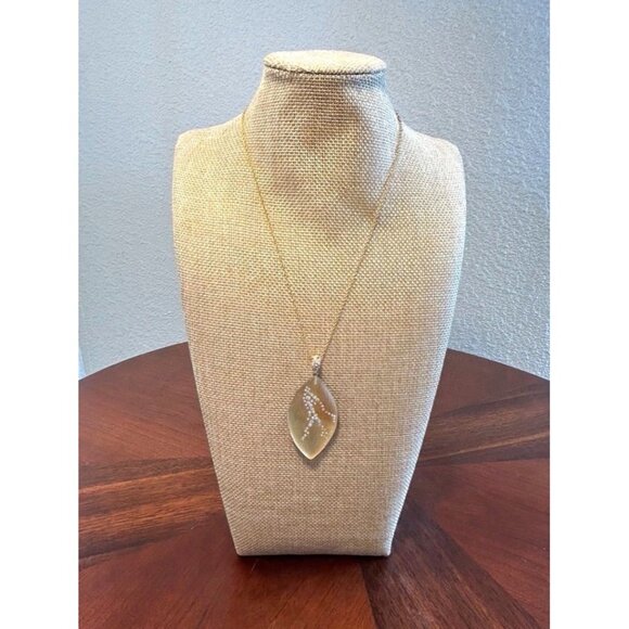 Alexis Bittar Crystal Dust Lucite Leaf Pendant Necklace in Gold - Picture 1 of 6